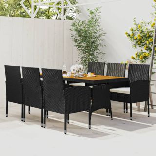 7-osaline aiamööblikomplekt, polürotang, must