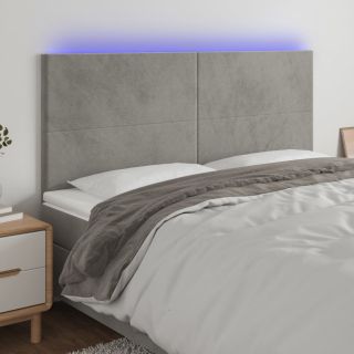 LED-voodipeats, helehall, 200x5x118/128 cm, samet