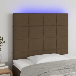 Изголовье со светодиодной подсветкой, темно-коричневое, 90x5x118/128 см, ткань
