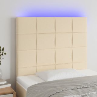 LED-voodipeats, kreemjas, 90x5x118/128 cm, kangas