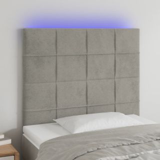 LED-voodipeats, helehall, 90x5x118/128 cm, samet