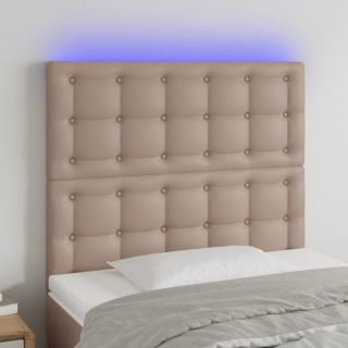 LED-voodipeats, Cappuccino, 80x5x118/128 cm, kunstnahk