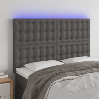 LED-voodipeats, hall, 144x5x118/128 cm, kunstnahk
