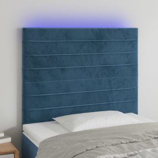 LED-voodipeats, tumesinine, 90x5x118/128 cm, samet