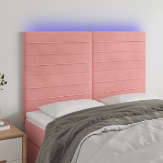 LED-voodipeats, roosa, 144x5x118/128 cm, samet