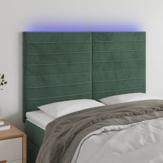 LED-voodipeats, tumeroheline, 144x5x118/128 cm, samet