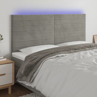 LED-voodipeats, helehall, 160x5x118/128 cm, samet