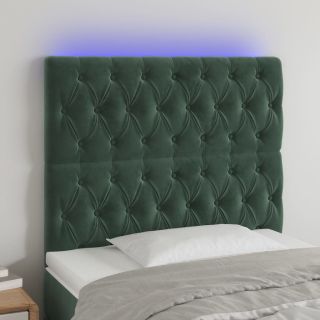 LED-voodipeats, tumeroheline, 100x7x118/128 cm, samet