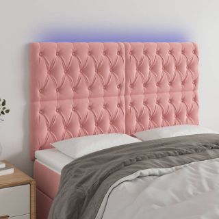 LED-voodipeats, roosa, 160x7x118/128 cm, samet