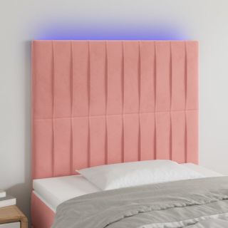 LED-voodipeats, roosa, 90x5x118/128 cm, samet