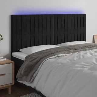 LED-voodipeats, must, 160x5x118/128 cm, samet