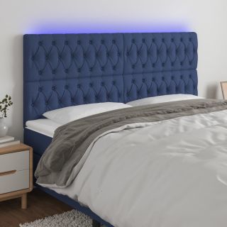 LED-voodipeats, sinine, 180x7x118/128 cm, kangas
