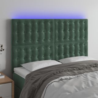 LED-voodipeats, tumeroheline, 144x5x118/128 cm, samet