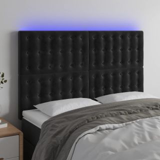 LED-voodipeats, must, 144x5x118/128 cm, samet