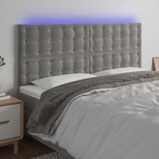 LED-voodipeats, helehall, 160x5x118/128 cm, samet