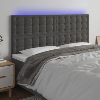 LED-voodipeats, tumehall, 180x5x118/128 cm, samet