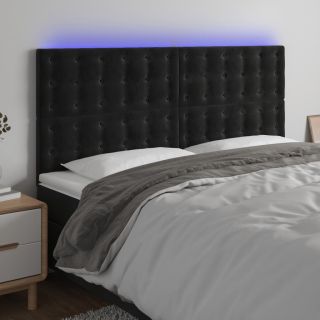 Изголовье со светодиодной подсветкой, черное, 180x5x118/128 см, бархат