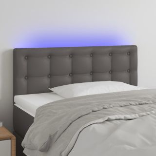LED-voodipeats, hall, 100x5x78/88 cm, kunstnahk