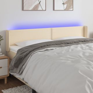 LED-voodipeats, kreemjas, 183x16x78/88 cm, kangas