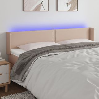 LED-voodipeats Cappuccino 183x16x78/88 cm kunstnahk