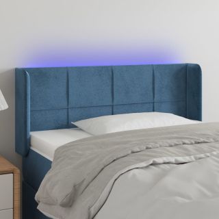 LED-voodipeats, tumesinine, 83x16x78/88 cm, samet