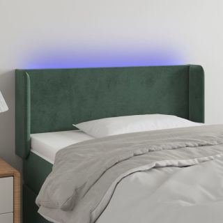 LED-voodipeats, tumeroheline, 103x16x78/88 cm, samet