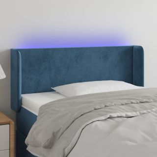 LED-voodipeats, tumesinine, 103x16x78/88 cm, samet