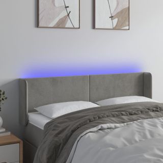 LED-voodipeats, helehall, 147x16x78/88 cm, samet