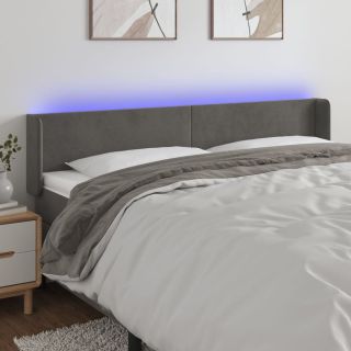 LED-voodipeats, tumehall, 163x16x78/88 cm, samet