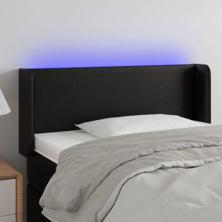 LED-voodipeats, must, 103x16x78/88 cm, kunstnahk