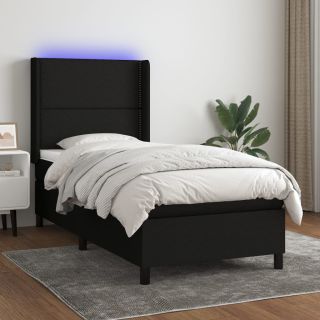kontinentaalvoodi madrats ja LED, must, 100x200 cm, kangas