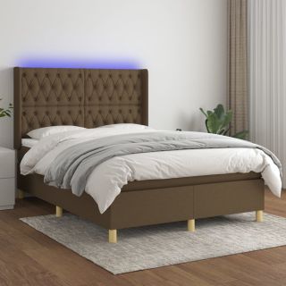 kontinentaalvoodi madrats ja LED, tumepruun, 140x190 cm, kangas