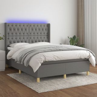 kontinentaalvoodi madrats ja LED, tumehall, 140x200 cm, kangas