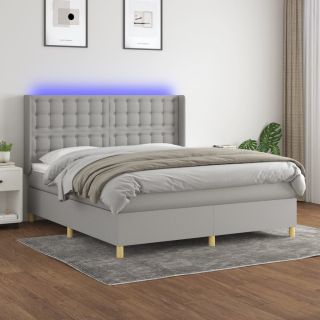 матрас для континентальной кровати и светодиоды, светло-серый, 180x200 см, ткань