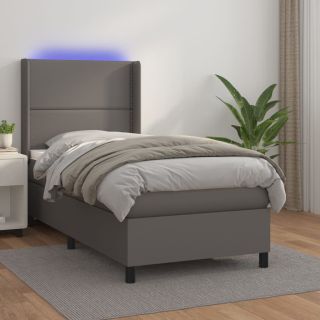Матрас для континентальной кровати, светодиодный, серый, 100x200 см, искусственная кожа
