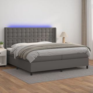 матрас для континентальной кровати, светодиодный, серый, 200x200 см, искусственная кожа