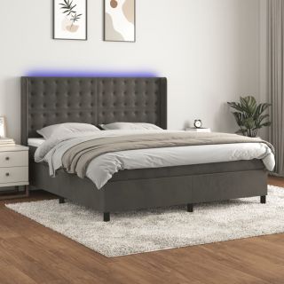 kontinentaalvoodi madrats ja LED, tumehall, 160x200 cm, samet