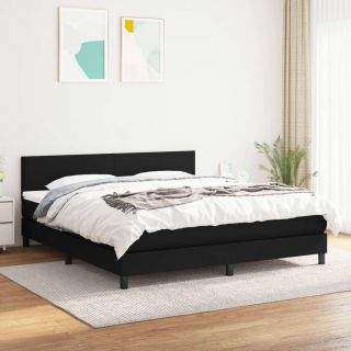 kontinentaalvoodi madratsiga, must, 180x200 cm, kangas
