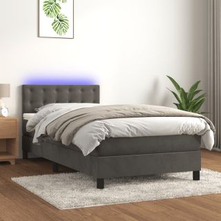 матрас для континентальной кровати и светодиоды, темно-серый, 80x200 см, бархат