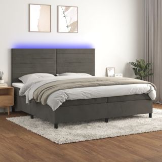 kontinentaalvoodi madrats ja LED, tumehall, 200x200 cm, samet