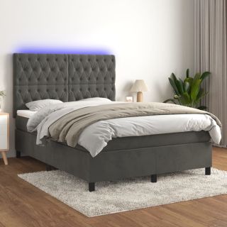 матрас для континентальной кровати и светодиоды, темно-серый, 140x200 см, бархат