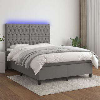 kontinentaalvoodi madrats ja LED, tumehall, 140x190 cm, kangas