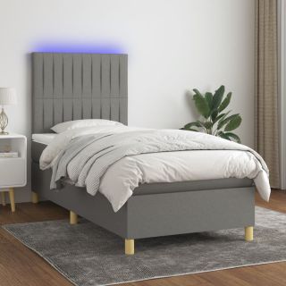 kontinentaalvoodi madrats ja LED, tumehall, 80x200 cm, kangas