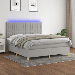 kontinentaalvoodi madrats ja LED, helehall, 160x200 cm, kangas