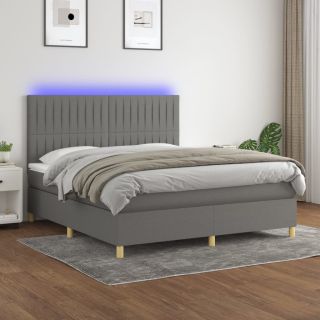 kontinentaalvoodi madrats ja LED, tumehall, 160x200 cm, kangas