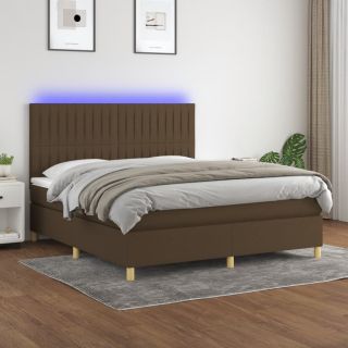 kontinentaalvoodi madrats ja LED, tumepruun, 160x200 cm, kangas