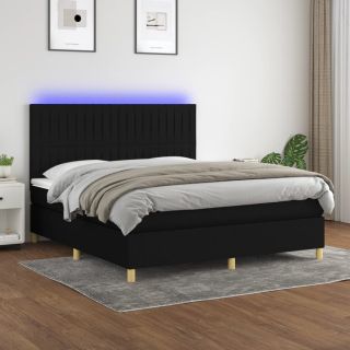 kontinentaalvoodi madrats ja LED, must, 180x200 cm, kangas