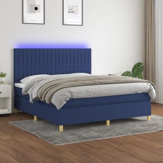 kontinentaalvoodi madrats ja LED, sinine, 180x200 cm, kangas