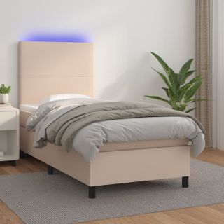 Матрас для континентальной кровати, LED капучино, 90x200 см, искусственная кожа