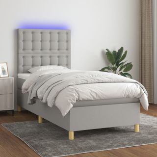 матрас для континентальной кровати и светодиоды, светло-серый, 80x200 см, ткань